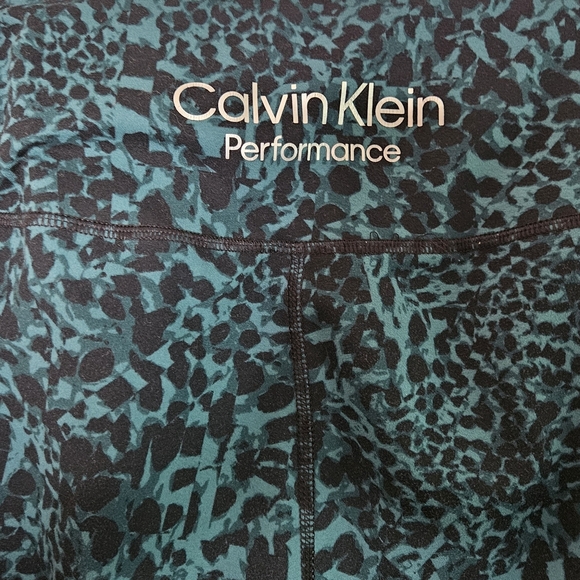 Calvin Klein Kids Teal and Black Patterned Leggings - Picture 2 of 2